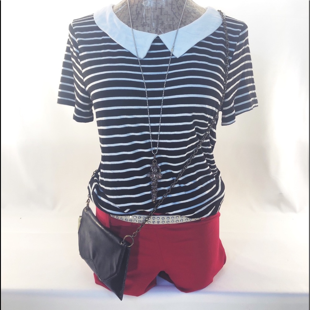 Ellison black and white striped top